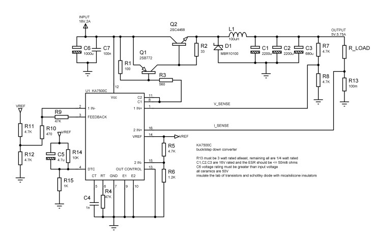 ka7500c circuit buck converter